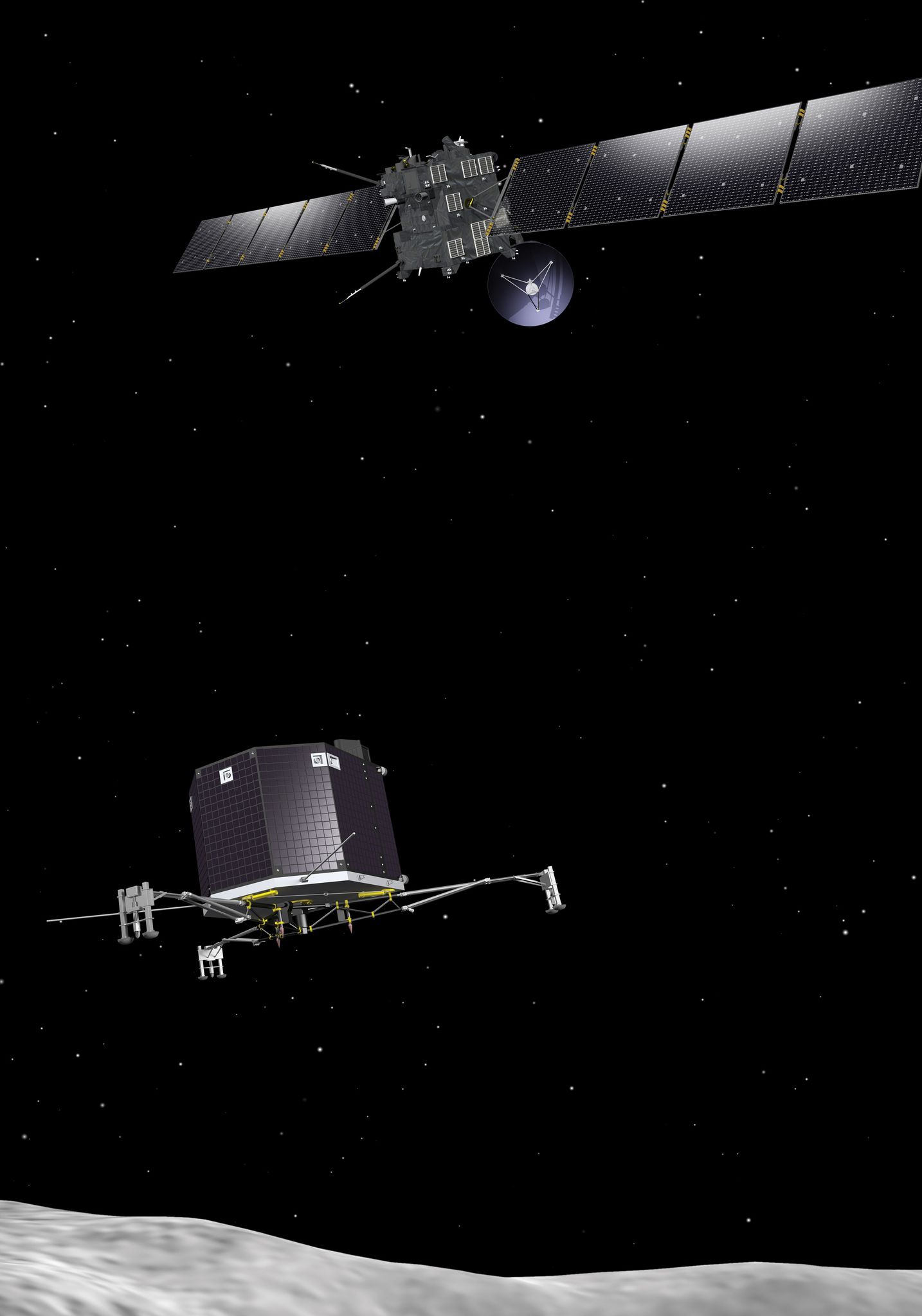 Rosetta et Philae au dessus de la comète 
