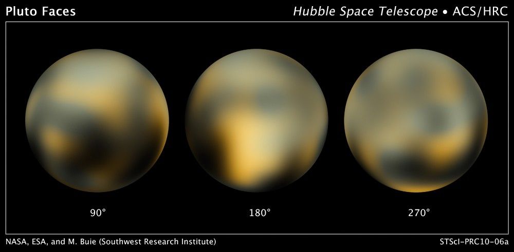 Pluton par Hubble (Crédits : Nasa, Esa, M. Buie (Southwest Research Institute))