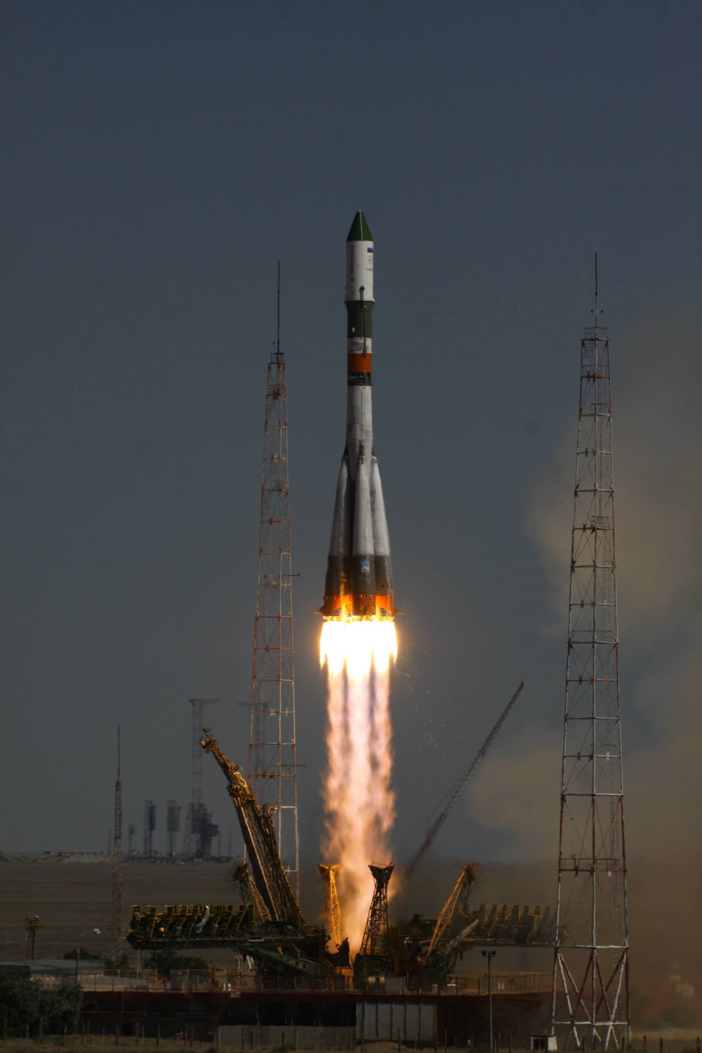 Décollage le 3 Juillet 2015 de Baikonour de la fusée Soyouz-U avec le Progress M-28M à son sommet (Crédits : Roscosmos)