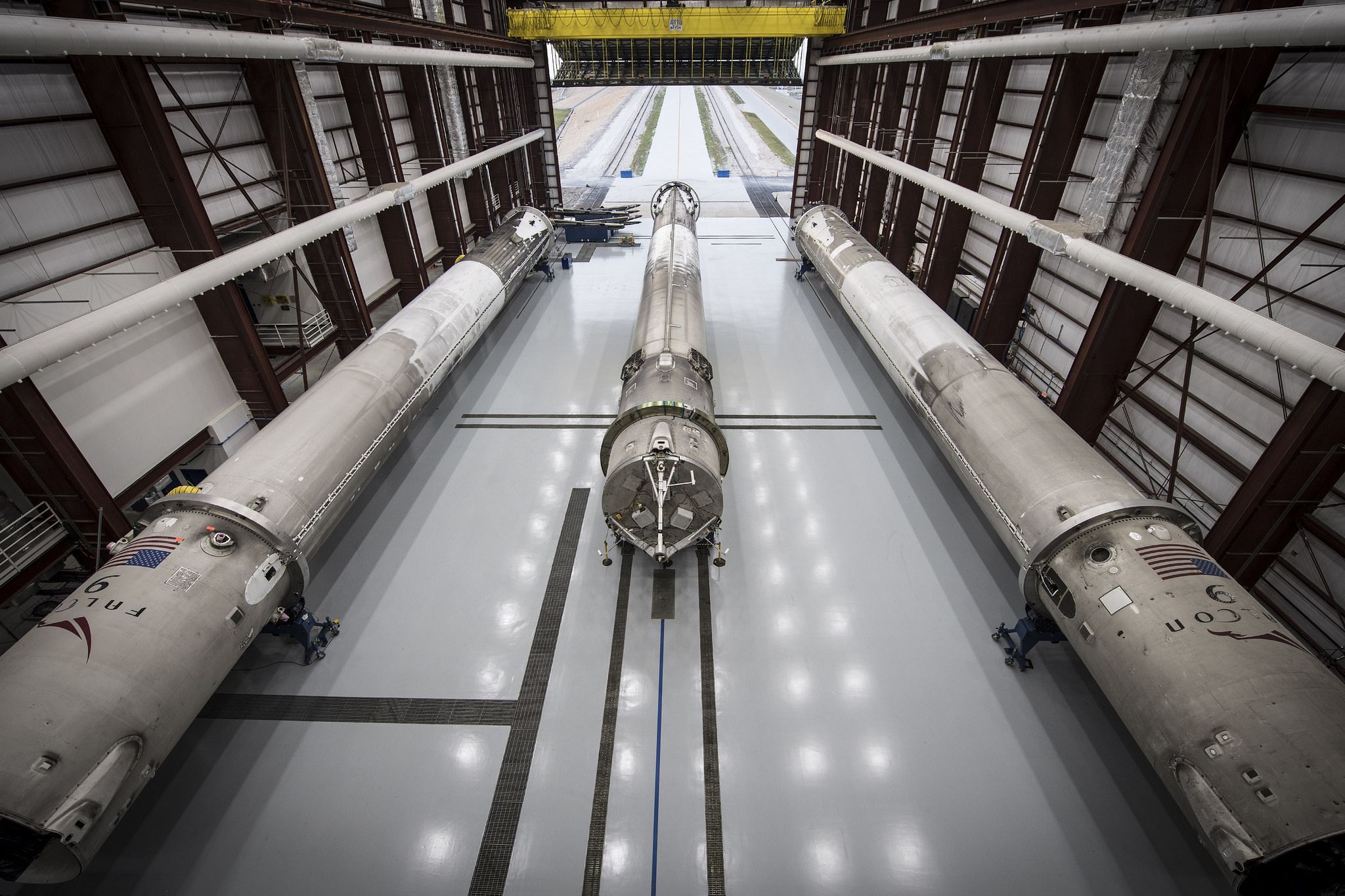 Les trois étages de la fusée Falcon9 qui ont déjà volé dans l'espace (Crédit : SpaceX)